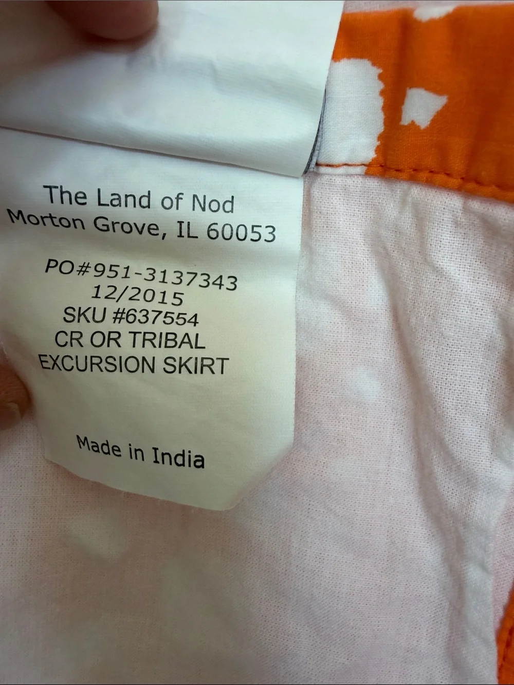 Crate & Barrel Land of Nod Crib Skirt Cotton Excursion Tribal Orange Print
